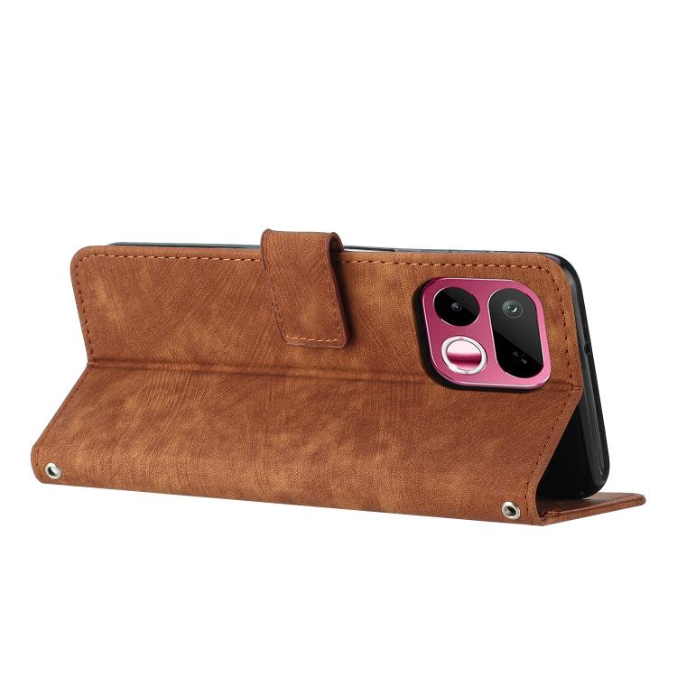 Skin Feel Stripe Pattern Leather Phone Case with Lanyard, For Realme 16T 5G, For Realme P4 Power 5G, For Realme 16 5G, For Realme 16 Pro+ 5G, For Realme 16 Pro 5G, For Realme C85 5G / 15x 5G India, For Realme C85 Pro 4G, For Realme 15T 5G