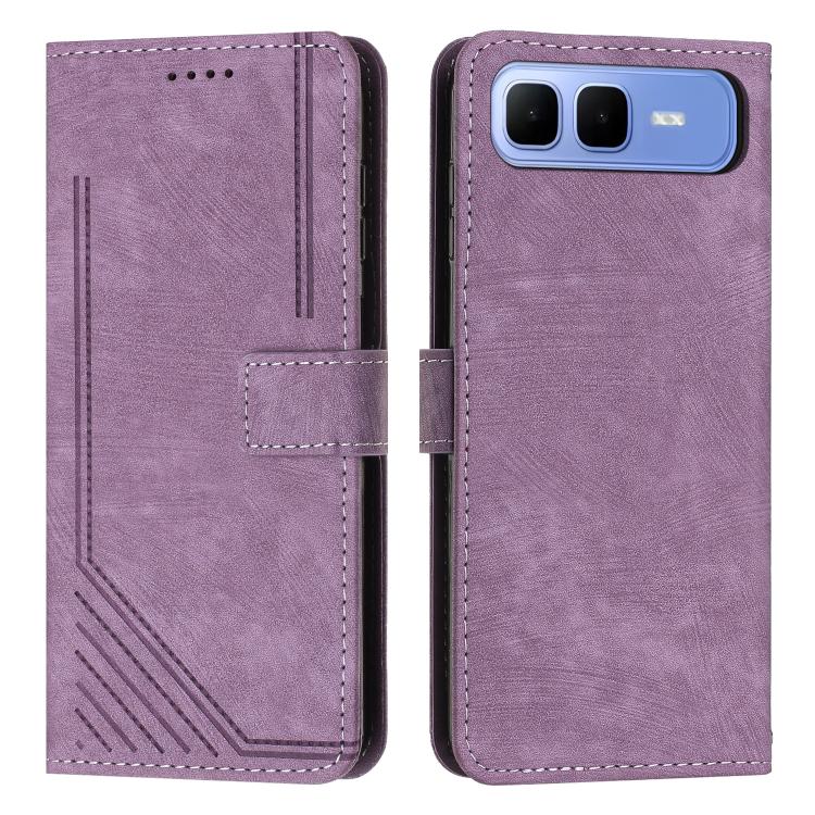 Skin Feel Stripe Pattern Leather Phone Case with Lanyard, For Infinix Hot 70 5G, For Infinix Note Edge 5G, For Infinix Smart 20 4G, For Infinix Note 60 / 60 Pro 5G, For Infinix Hot 60 4G / Hot 60i 4G, For Infinix Hot 60 Pro+ 4G, For Infinix Hot 60 Pro ...