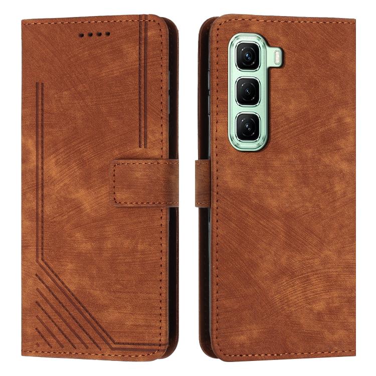 Skin Feel Stripe Pattern Leather Phone Case with Lanyard, For Infinix Hot 70 5G, For Infinix Note Edge 5G, For Infinix Smart 20 4G, For Infinix Note 60 / 60 Pro 5G, For Infinix Hot 60 4G / Hot 60i 4G, For Infinix Hot 60 Pro+ 4G, For Infinix Hot 60 Pro ...