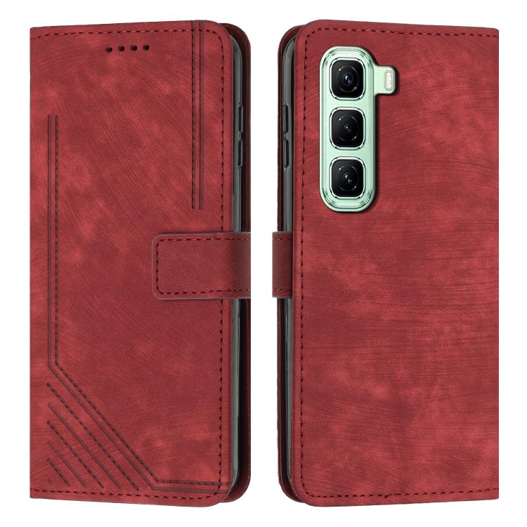 Skin Feel Stripe Pattern Leather Phone Case with Lanyard, For Infinix Hot 70 5G, For Infinix Note Edge 5G, For Infinix Smart 20 4G, For Infinix Note 60 / 60 Pro 5G, For Infinix Hot 60 4G / Hot 60i 4G, For Infinix Hot 60 Pro+ 4G, For Infinix Hot 60 Pro ...