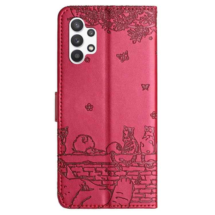 Cat Embossing Pattern Leather Phone Case with Lanyard, For Samsung Galaxy A32 5G, For Samsung Galaxy S21, For Samsung Galaxy S21+, For Samsung Galaxy S21 Ultra, For Samsung Galaxy A12, For Samsung Galaxy A71, For Samsung Galaxy A51