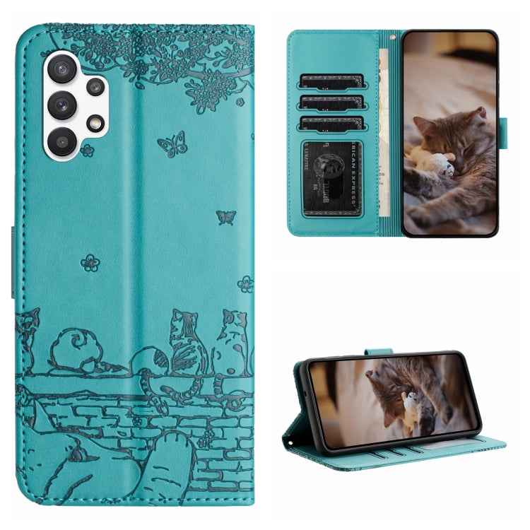 Cat Embossing Pattern Leather Phone Case with Lanyard, For Samsung Galaxy A32 5G, For Samsung Galaxy S21, For Samsung Galaxy S21+, For Samsung Galaxy S21 Ultra, For Samsung Galaxy A12, For Samsung Galaxy A71, For Samsung Galaxy A51