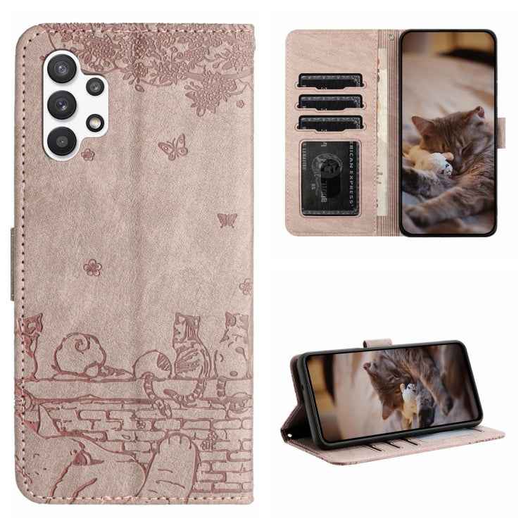 Cat Embossing Pattern Leather Phone Case with Lanyard, For Samsung Galaxy A32 5G, For Samsung Galaxy S21, For Samsung Galaxy S21+, For Samsung Galaxy S21 Ultra, For Samsung Galaxy A12, For Samsung Galaxy A71, For Samsung Galaxy A51