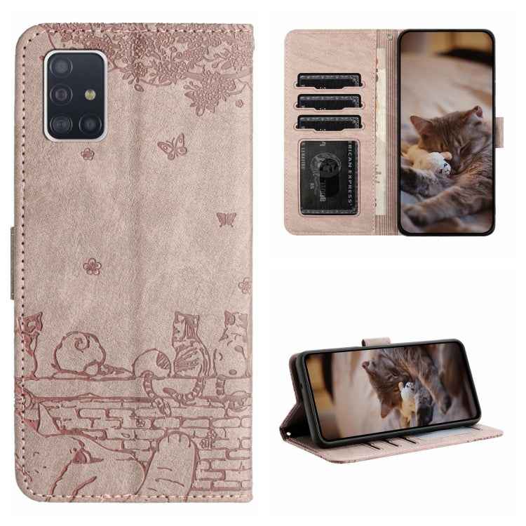 Cat Embossing Pattern Leather Phone Case with Lanyard, For Samsung Galaxy A32 5G, For Samsung Galaxy S21, For Samsung Galaxy S21+, For Samsung Galaxy S21 Ultra, For Samsung Galaxy A12, For Samsung Galaxy A71, For Samsung Galaxy A51