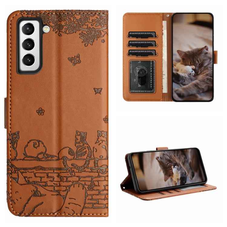 Cat Embossing Pattern Leather Phone Case with Lanyard, For Samsung Galaxy A32 5G, For Samsung Galaxy S21, For Samsung Galaxy S21+, For Samsung Galaxy S21 Ultra, For Samsung Galaxy A12, For Samsung Galaxy A71, For Samsung Galaxy A51