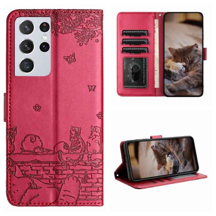 Cat Embossing Pattern Leather Phone Case with Lanyard, For Samsung Galaxy A32 5G, For Samsung Galaxy S21, For Samsung Galaxy S21+, For Samsung Galaxy S21 Ultra, For Samsung Galaxy A12, For Samsung Galaxy A71, For Samsung Galaxy A51