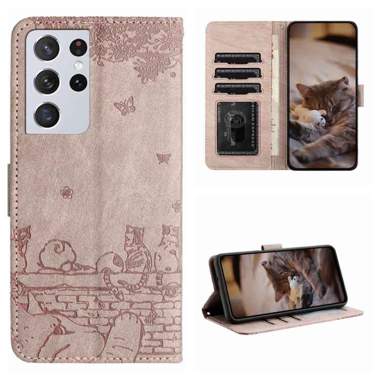 Cat Embossing Pattern Leather Phone Case with Lanyard, For Samsung Galaxy A32 5G, For Samsung Galaxy S21, For Samsung Galaxy S21+, For Samsung Galaxy S21 Ultra, For Samsung Galaxy A12, For Samsung Galaxy A71, For Samsung Galaxy A51