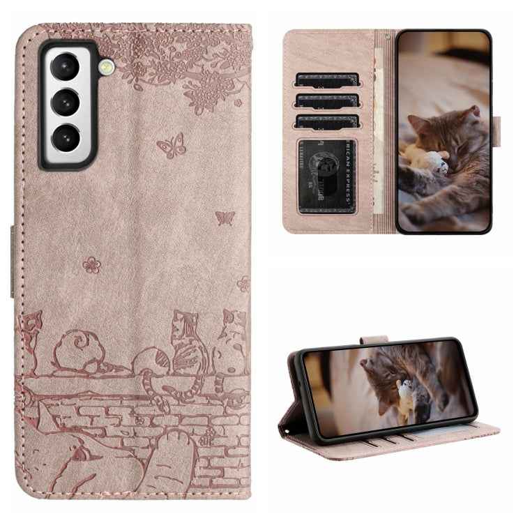 Cat Embossing Pattern Leather Phone Case with Lanyard, For Samsung Galaxy A32 5G, For Samsung Galaxy S21, For Samsung Galaxy S21+, For Samsung Galaxy S21 Ultra, For Samsung Galaxy A12, For Samsung Galaxy A71, For Samsung Galaxy A51