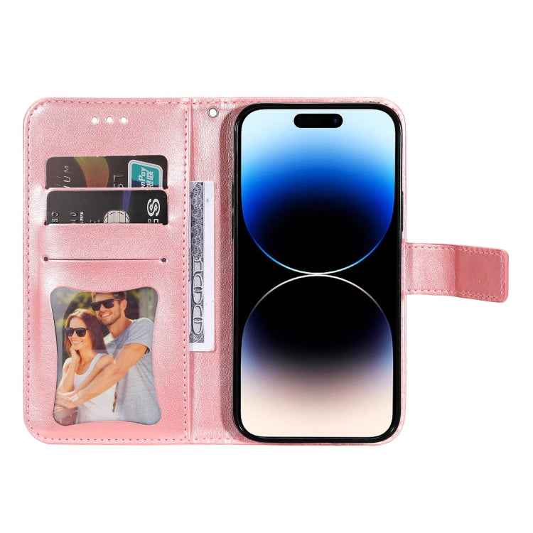 Seven-petal Flowers Embossing Leather Phone Case, For iPhone 15 Pro Max, For iPhone 15 Pro, For iPhone 15 Plus, For iPhone 15