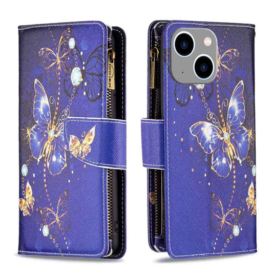 Colored Drawing Pattern Zipper Phone Leather Case