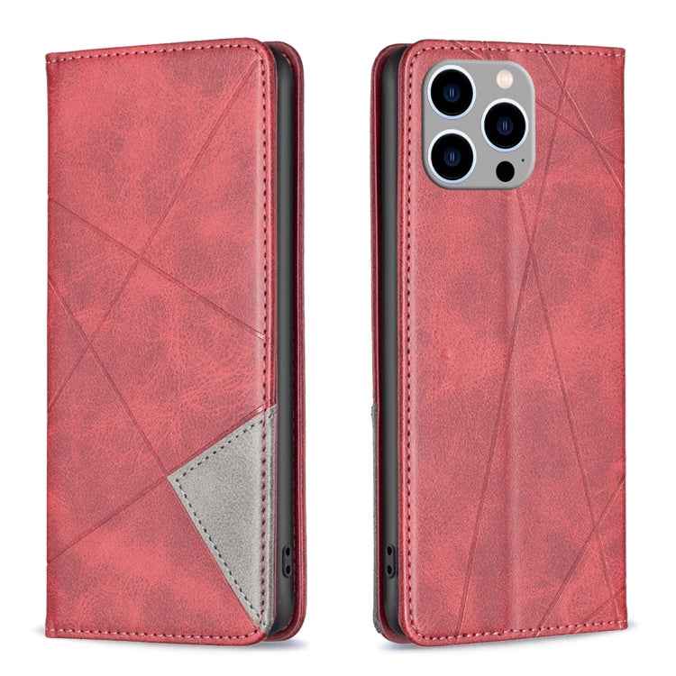 Rhombus Texture Magnetic Leather Phone Case, For iPhone 15 Pro Max, For iPhone 15 Pro, For iPhone 15 Plus, For iPhone 15