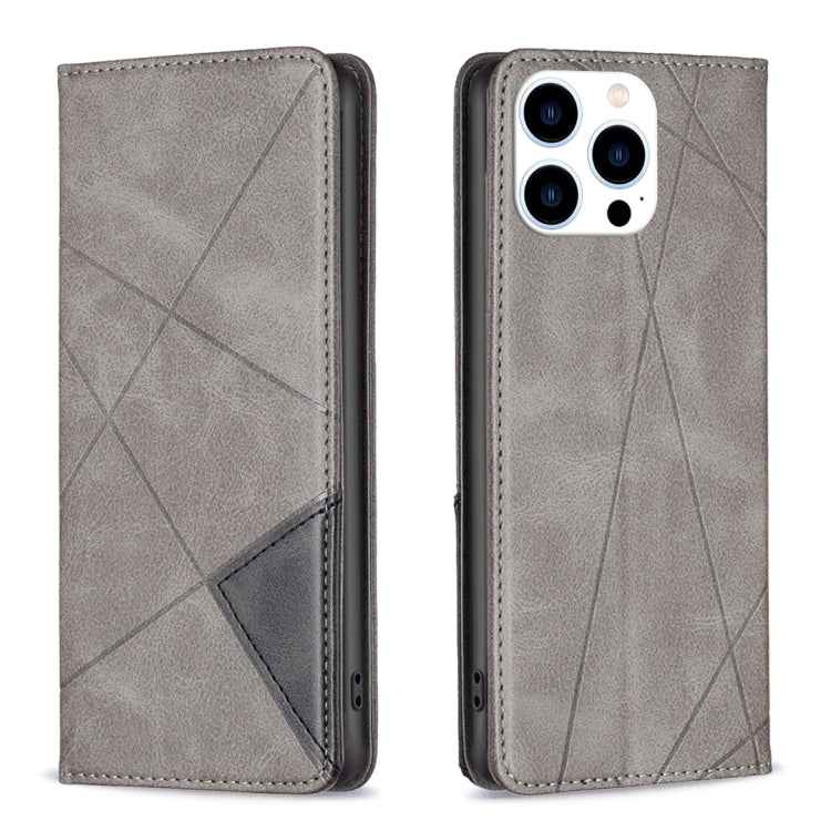 Rhombus Texture Magnetic Leather Phone Case, For iPhone 15 Pro Max, For iPhone 15 Pro, For iPhone 15 Plus, For iPhone 15