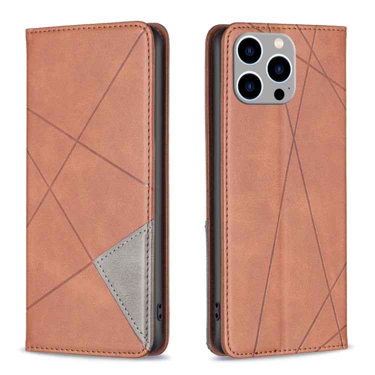 Rhombus Texture Magnetic Leather Phone Case, For iPhone 15 Pro Max, For iPhone 15 Pro, For iPhone 15 Plus, For iPhone 15