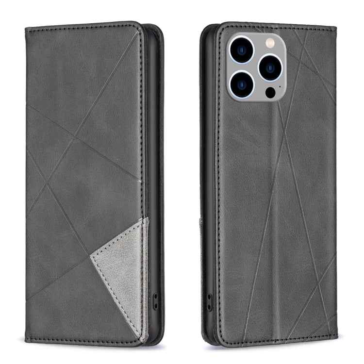 Rhombus Texture Magnetic Leather Phone Case, For iPhone 15 Pro Max, For iPhone 15 Pro, For iPhone 15 Plus, For iPhone 15
