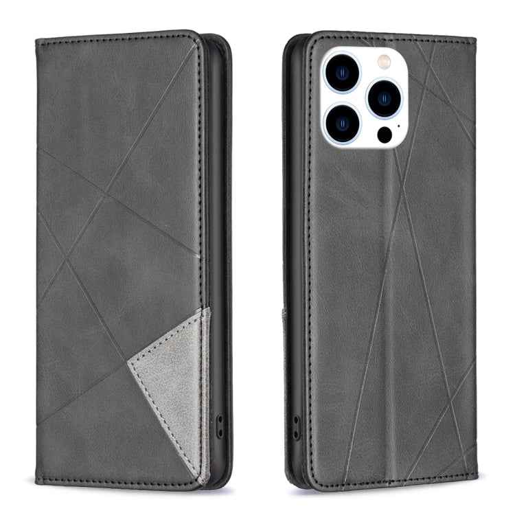 Rhombus Texture Magnetic Leather Phone Case, For iPhone 15 Pro Max, For iPhone 15 Pro, For iPhone 15 Plus, For iPhone 15