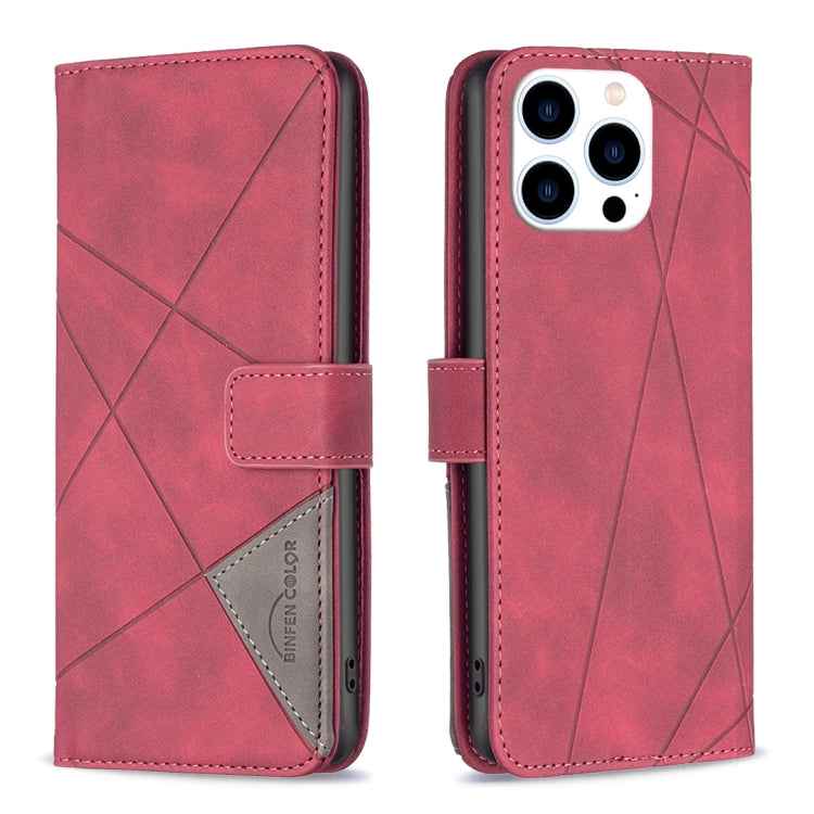 Magnetic Buckle Rhombus Texture Leather Phone Case, For iPhone 15 Pro Max, For iPhone 15 Pro, For iPhone 15 Plus, For iPhone 15