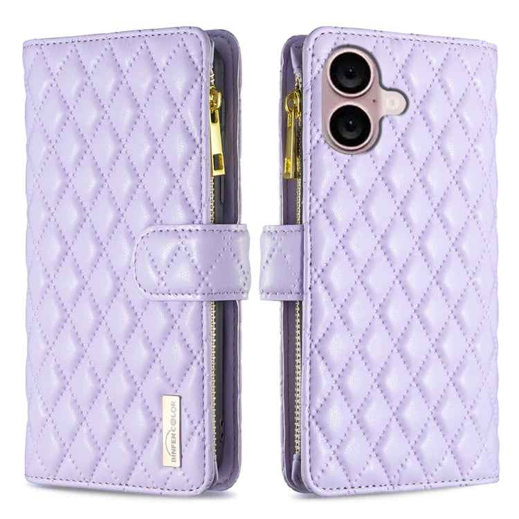 Diamond Lattice Zipper Wallet Leather Flip Phone Case