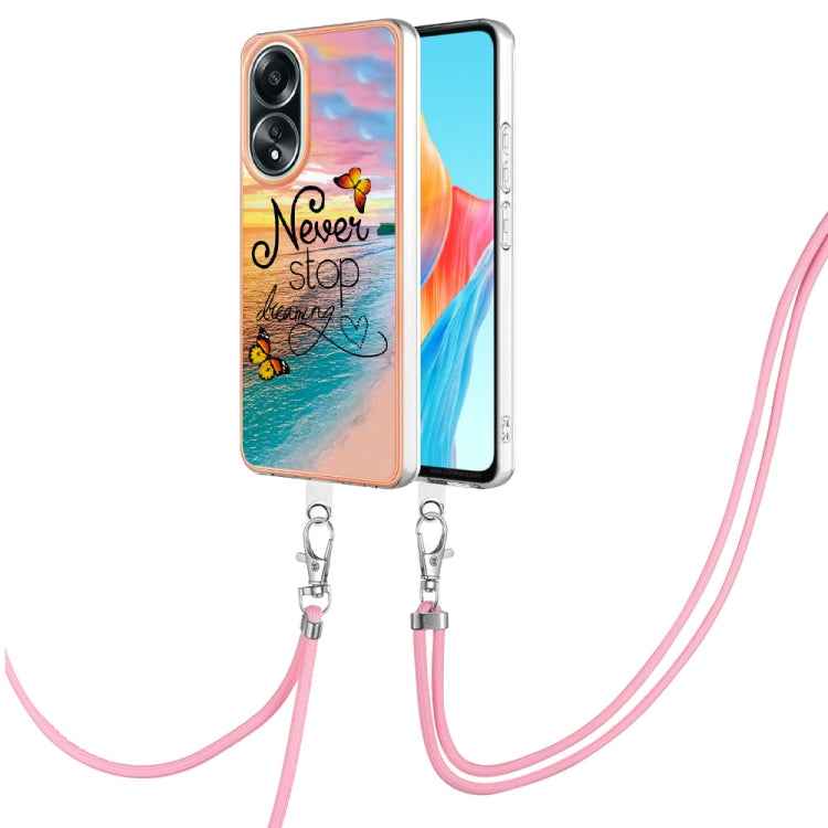 Electroplating IMD TPU Phone Case with Lanyard, For OPPO Reno11 5G Global, For OPPO Reno11 Pro 5G Global, For OPPO A58 4G, For OPPO Reno10 5G Global, For OPPO Reno10 Pro 5G Global, For OPPO A78 4G, For OPPO Reno8 T 4G, For OPPO A78 / A58