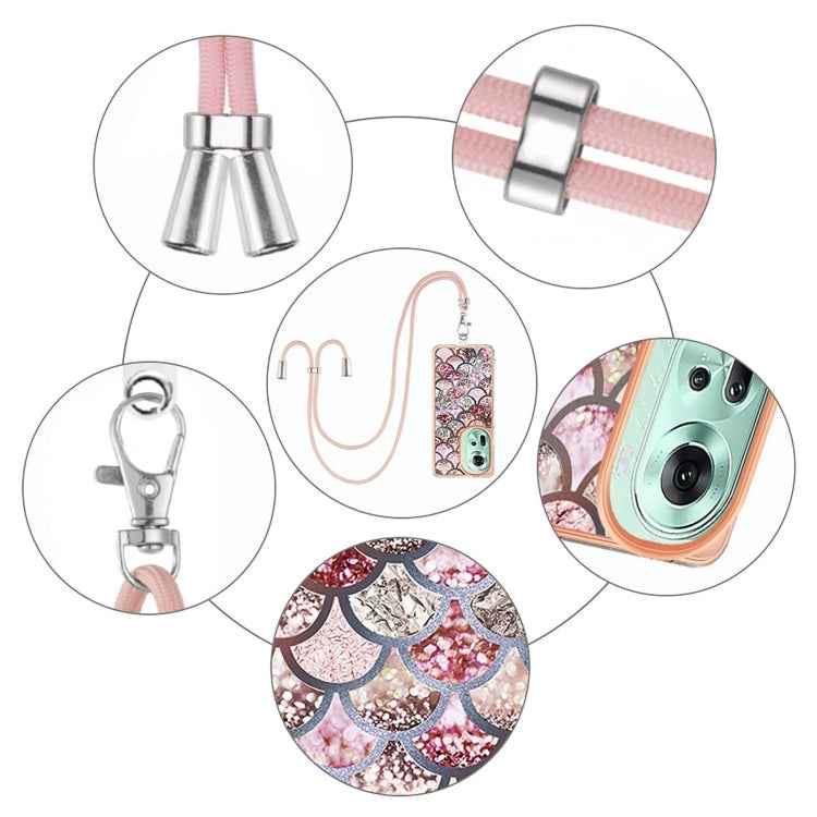 Electroplating IMD TPU Phone Case with Lanyard, For OPPO Reno11 5G Global, For OPPO Reno11 Pro 5G Global, For OPPO A58 4G, For OPPO Reno10 5G Global, For OPPO Reno10 Pro 5G Global, For OPPO A78 4G, For OPPO Reno8 T 4G, For OPPO A78 / A58