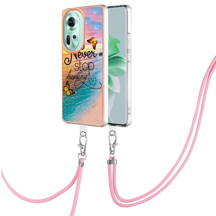Electroplating IMD TPU Phone Case with Lanyard, For OPPO Reno11 5G Global, For OPPO Reno11 Pro 5G Global, For OPPO A58 4G, For OPPO Reno10 5G Global, For OPPO Reno10 Pro 5G Global, For OPPO A78 4G, For OPPO Reno8 T 4G, For OPPO A78 / A58