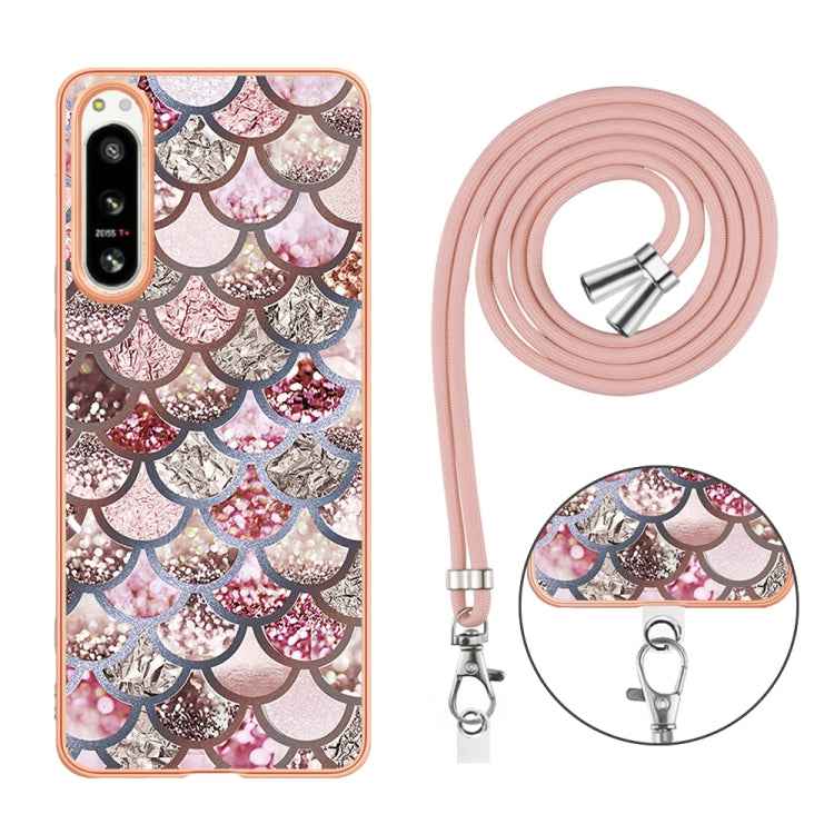 Electroplating IMD TPU Phone Case with Lanyard, For Sony Xperia 5 IV, For Sony Xperia 1 IV, For Sony Xperia 10 IV