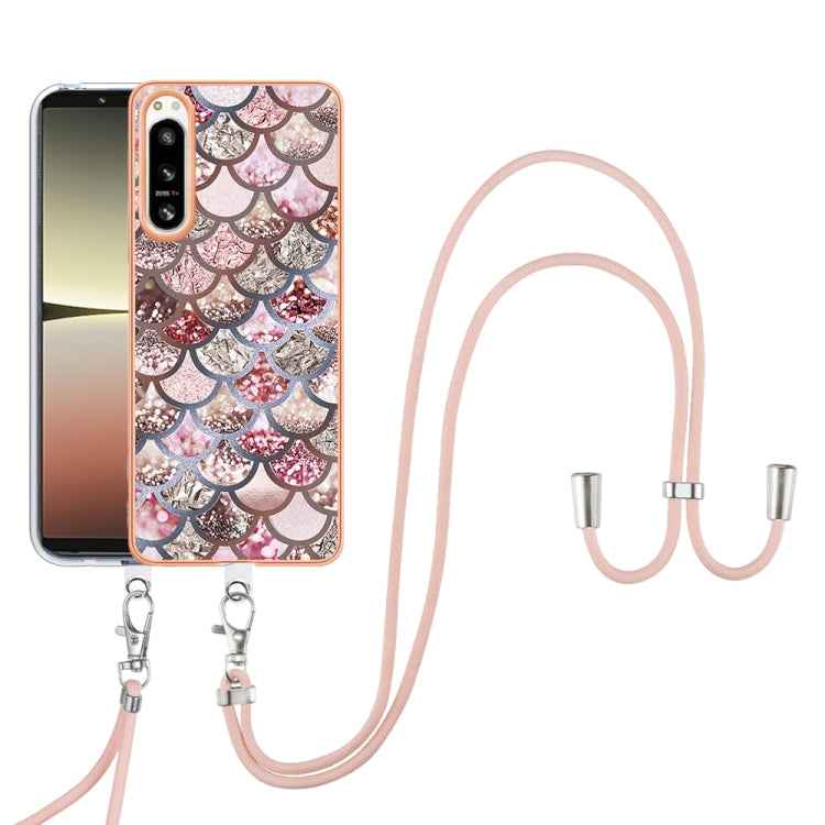 Electroplating IMD TPU Phone Case with Lanyard, For Sony Xperia 5 IV, For Sony Xperia 1 IV, For Sony Xperia 10 IV