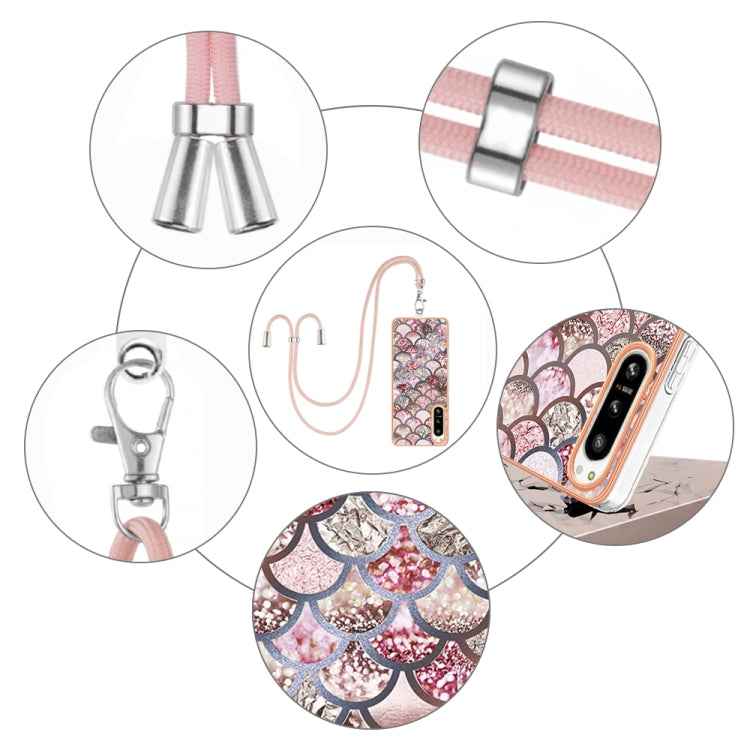 Electroplating IMD TPU Phone Case with Lanyard, For Sony Xperia 5 IV, For Sony Xperia 1 IV, For Sony Xperia 10 IV