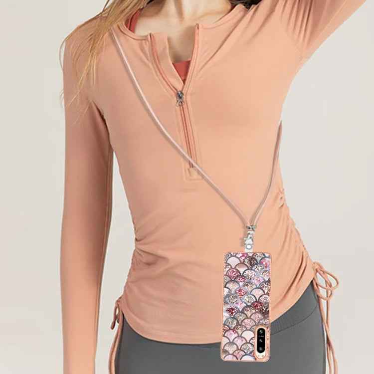 Electroplating IMD TPU Phone Case with Lanyard, For Sony Xperia 5 IV, For Sony Xperia 1 IV, For Sony Xperia 10 IV