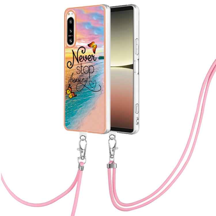 Electroplating IMD TPU Phone Case with Lanyard, For Sony Xperia 5 IV, For Sony Xperia 1 IV, For Sony Xperia 10 IV