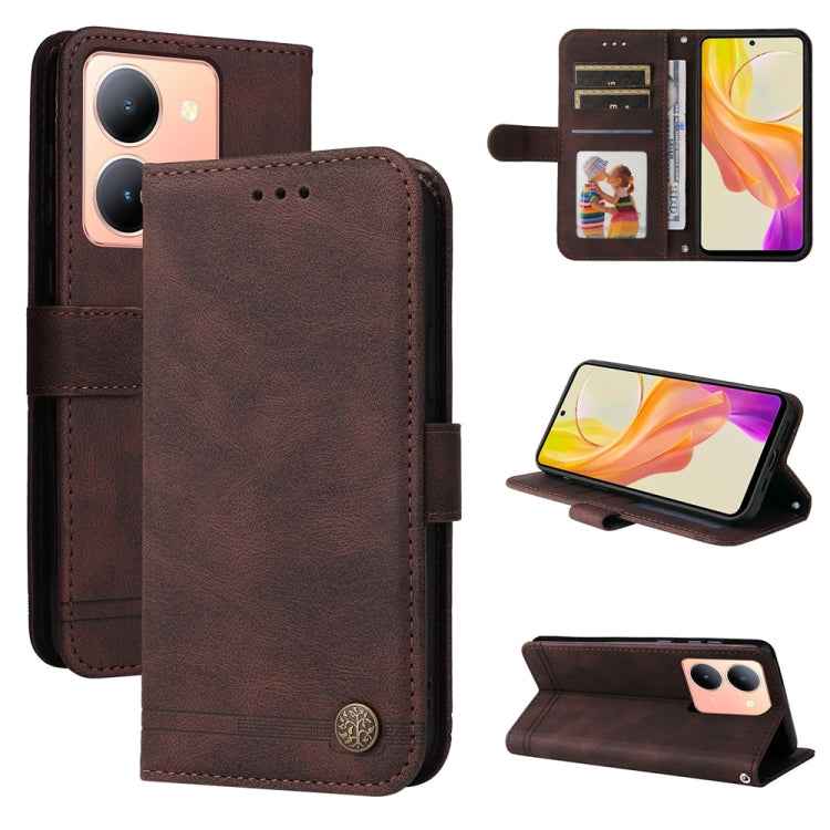 Skin Feel Life Tree Metal Button Leather Phone Case, For vivo Y36 4G / 5G Foreign, For vivo Y78 5G Foreign