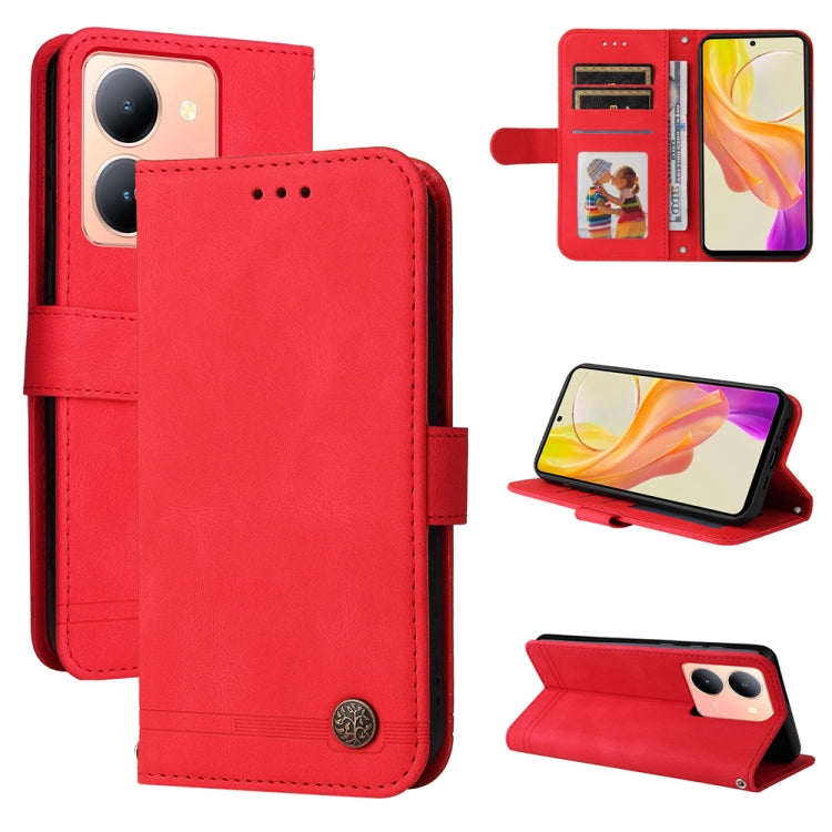 Skin Feel Life Tree Metal Button Leather Phone Case, For vivo Y03 4G, For vivo Y200 / V29e Global, For vivo Y17s, For vivo Y36 4G / 5G Foreign, For vivo Y78 5G Foreign