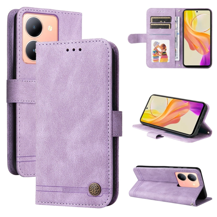 Skin Feel Life Tree Metal Button Leather Phone Case, For vivo Y03 4G, For vivo Y200 / V29e Global, For vivo Y17s, For vivo Y36 4G / 5G Foreign, For vivo Y78 5G Foreign