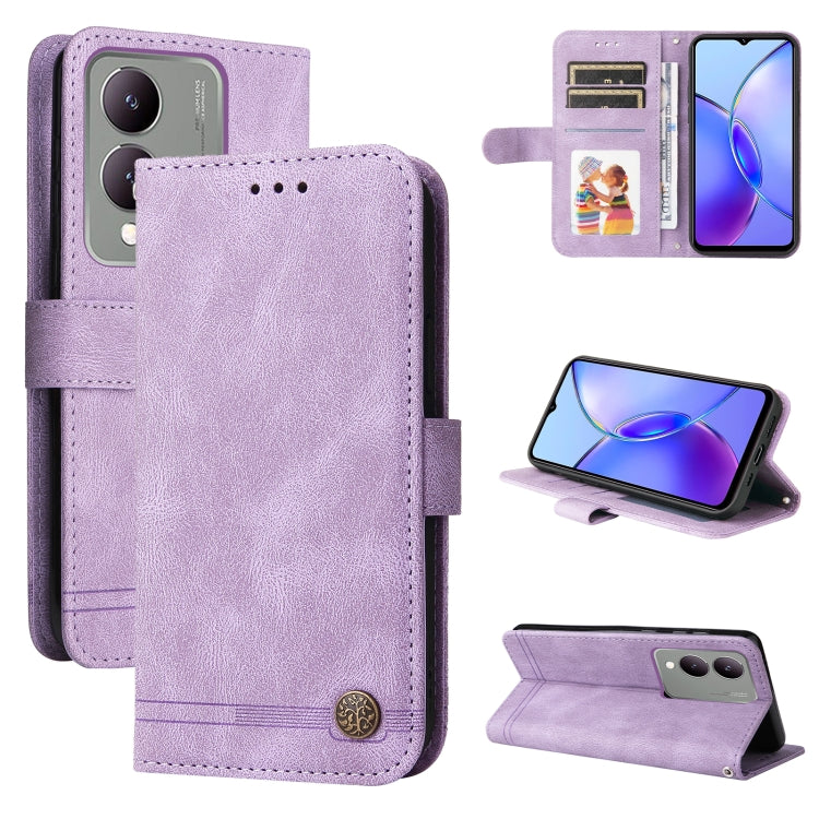 Skin Feel Life Tree Metal Button Leather Phone Case, For vivo Y03 4G, For vivo Y200 / V29e Global, For vivo Y17s, For vivo Y36 4G / 5G Foreign, For vivo Y78 5G Foreign