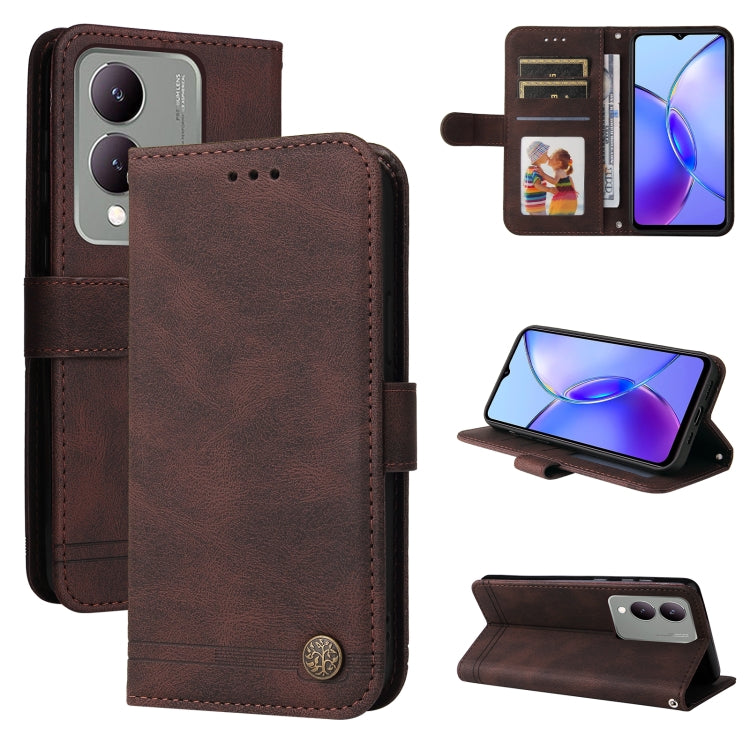 Skin Feel Life Tree Metal Button Leather Phone Case, For vivo Y03 4G, For vivo Y200 / V29e Global, For vivo Y17s, For vivo Y36 4G / 5G Foreign, For vivo Y78 5G Foreign