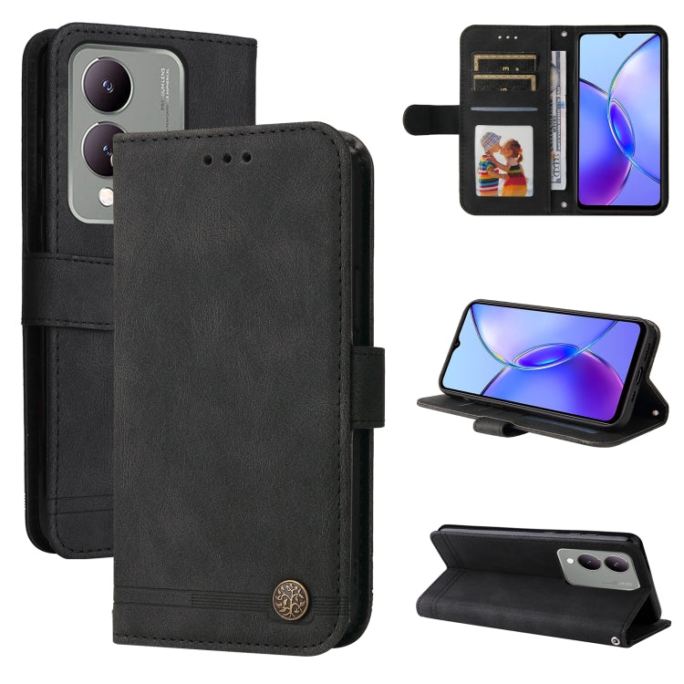 Skin Feel Life Tree Metal Button Leather Phone Case, For vivo Y03 4G, For vivo Y200 / V29e Global, For vivo Y17s, For vivo Y36 4G / 5G Foreign, For vivo Y78 5G Foreign