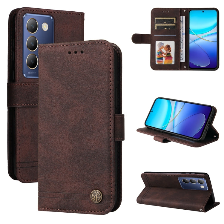 Skin Feel Life Tree Metal Button Leather Phone Case, For vivo Y100 5G IDN / Y200e 5G Global, For vivo Y03 4G, For vivo Y200 / V29e Global, For vivo Y17s, For vivo Y36 4G / 5G Foreign, For vivo Y78 5G Foreign