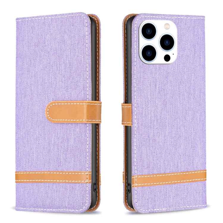 Color Block Denim Texture Leather Phone Case, For iPhone 15 Pro, For iPhone 15 Plus, For iPhone 15