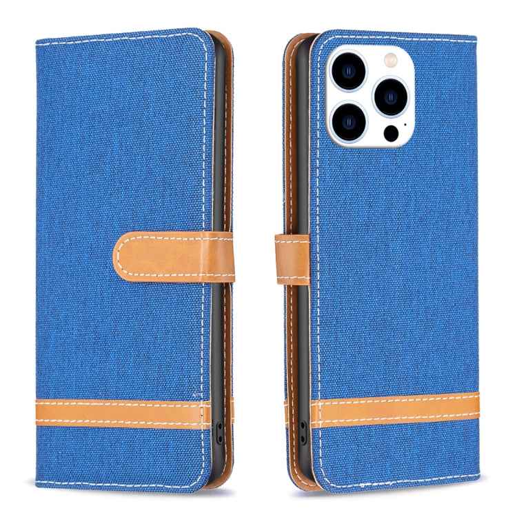 Color Block Denim Texture Leather Phone Case, For iPhone 15 Pro, For iPhone 15 Plus, For iPhone 15
