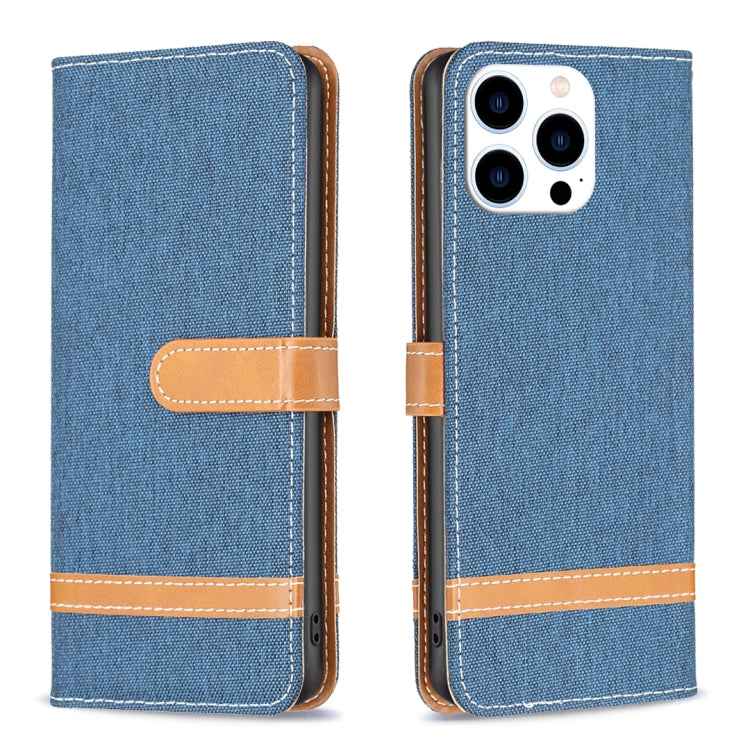 Color Block Denim Texture Leather Phone Case, For iPhone 15 Pro, For iPhone 15 Plus, For iPhone 15