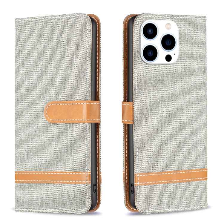 Color Block Denim Texture Leather Phone Case, For iPhone 15 Pro, For iPhone 15 Plus, For iPhone 15