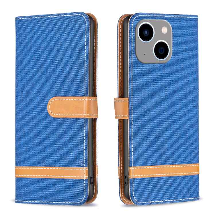Color Block Denim Texture Leather Phone Case, For iPhone 15 Pro, For iPhone 15 Plus, For iPhone 15
