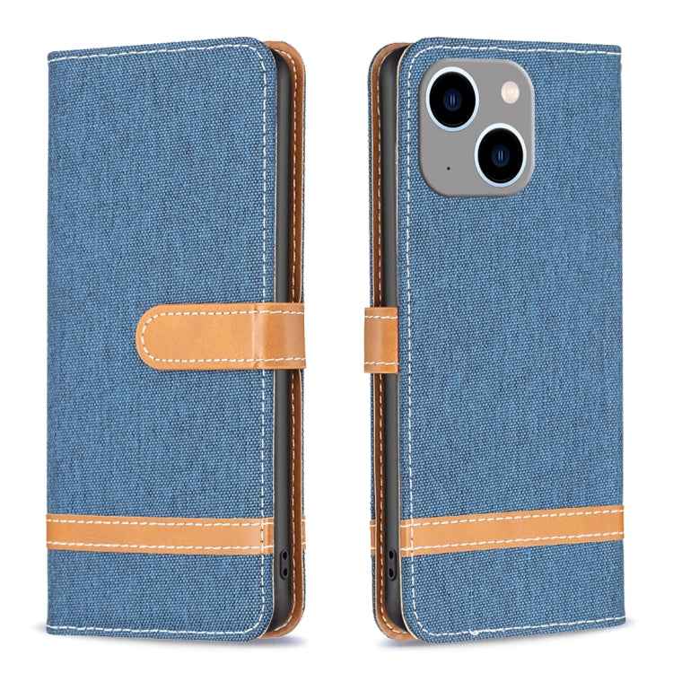 Color Block Denim Texture Leather Phone Case, For iPhone 15 Pro, For iPhone 15 Plus, For iPhone 15
