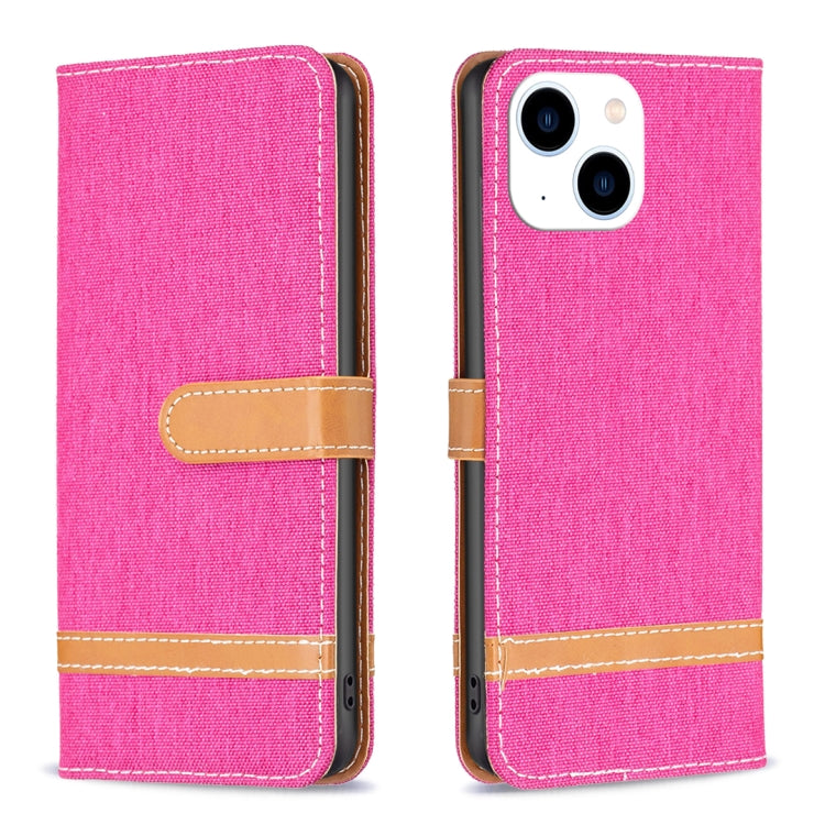 Color Block Denim Texture Leather Phone Case, For iPhone 15 Pro, For iPhone 15 Plus, For iPhone 15