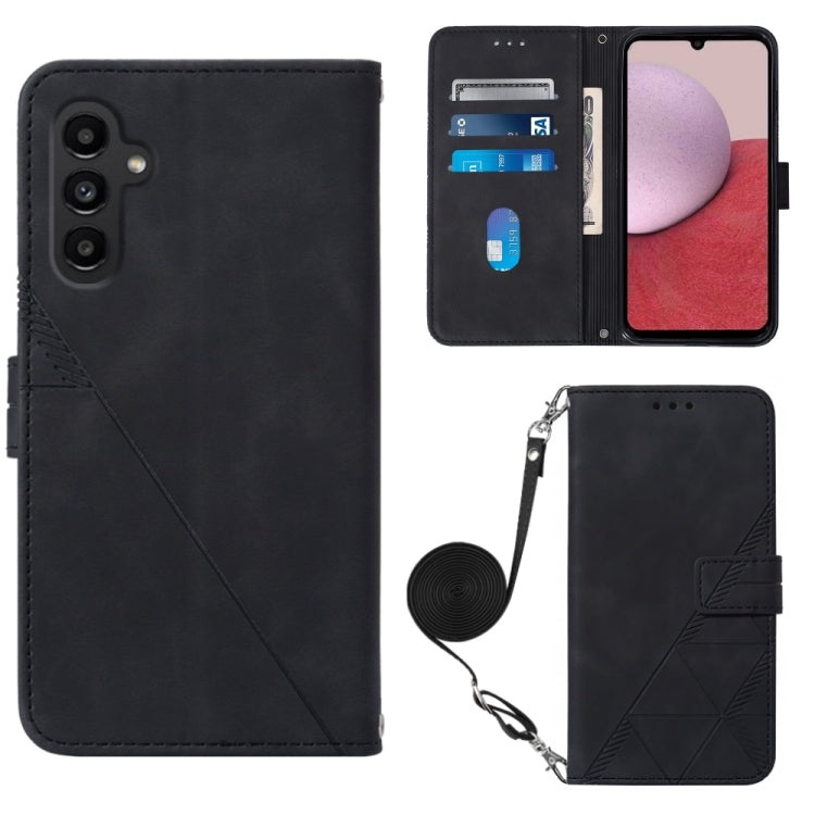 Crossbody 3D Embossed Flip Leather Phone Case, For Samsung Galaxy A25 5G / A24, For Samsung Galaxy A15, For Samsung Galaxy Z Fold5 5G, For Samsung Galaxy A05, For Samsung Galaxy Z Flip5 5G, For Samsung Galaxy S23 FE 5G, For Samsung Galaxy A05s