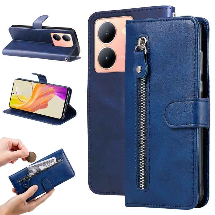Fashion Calf Texture Zipper Leather Phone Case, For vivo Y78 5G Global