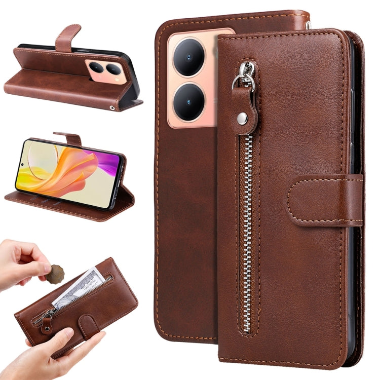 Fashion Calf Texture Zipper Leather Phone Case, For vivo Y03 4G, For vivo Y200 / V29e Global, For vivo Y17s, For vivo Y36 4G / 5G Global, For vivo Y78 5G Global