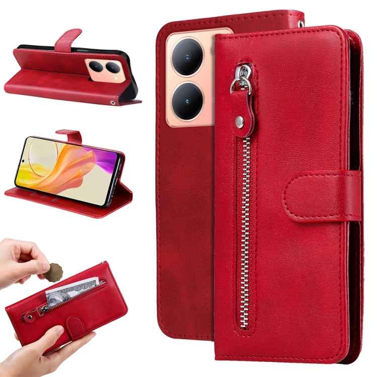 Fashion Calf Texture Zipper Leather Phone Case, For vivo Y78 5G Global