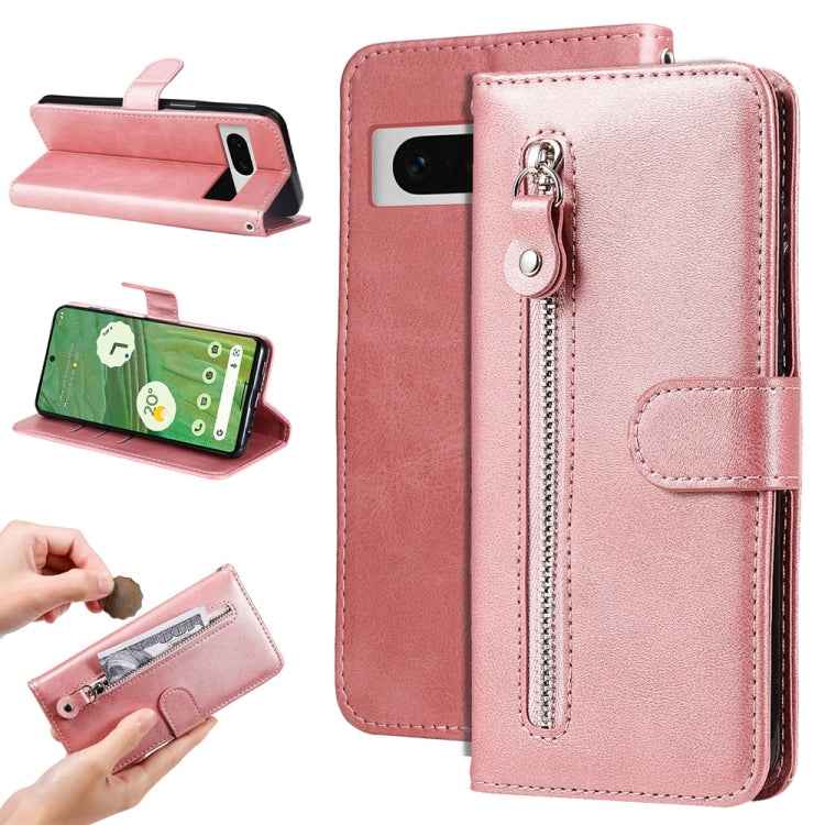 Fashion Calf Texture Zipper Leather Phone Case, For Google Pixel 7
