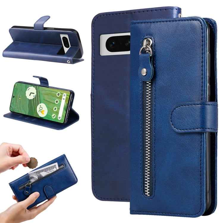 Fashion Calf Texture Zipper Leather Phone Case, For Google Pixel 7