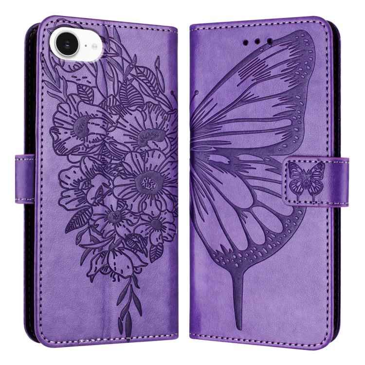 Embossed Butterfly Leather Phone Case, For iPhone 17e / 16e, For iPhone 17 Pro Max, For iPhone 17 Pro, For iPhone 17, For iPhone Air, For iPhone 16 Pro Max
